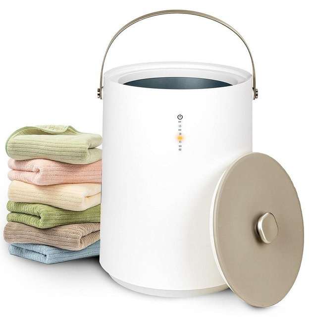AZOUTDOOR Towel Warmers, Portable Towel Warmer for Bathroom, Heated Towel Bucket with 4 Timer, Auto Shut Off, Hot Towel Warmer for Towel, Blanket and PJ’S.(Beige)