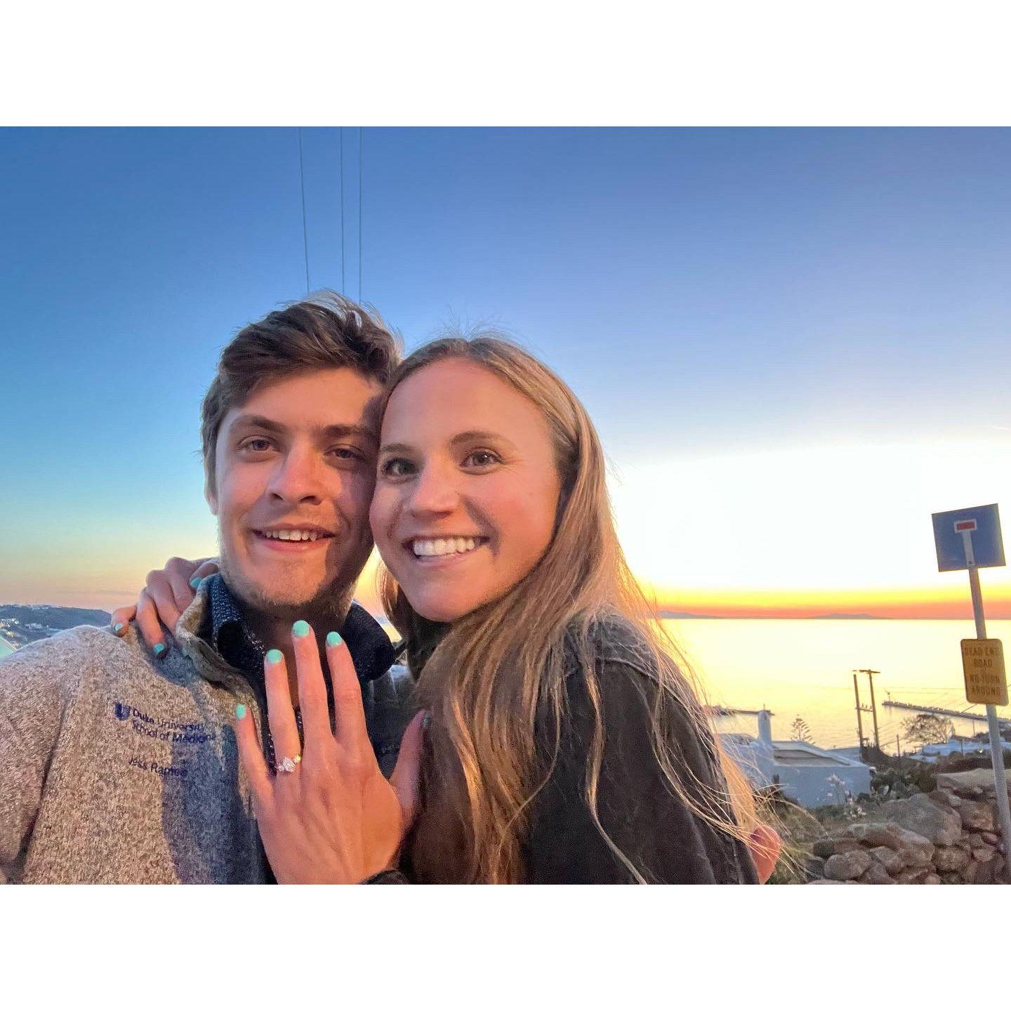 Jess took Mel on a scenic, sunset walk where he proposed!