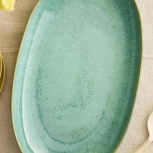 Reactive Glaze Stoneware Serving Tray (Color: Blue)