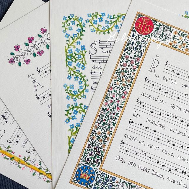 Marian Antiphons print set, Latin, gregorian chant, hymns, catholic, prayers, devotion, rosary, antiphon, art, christmas, easter, lent, gift