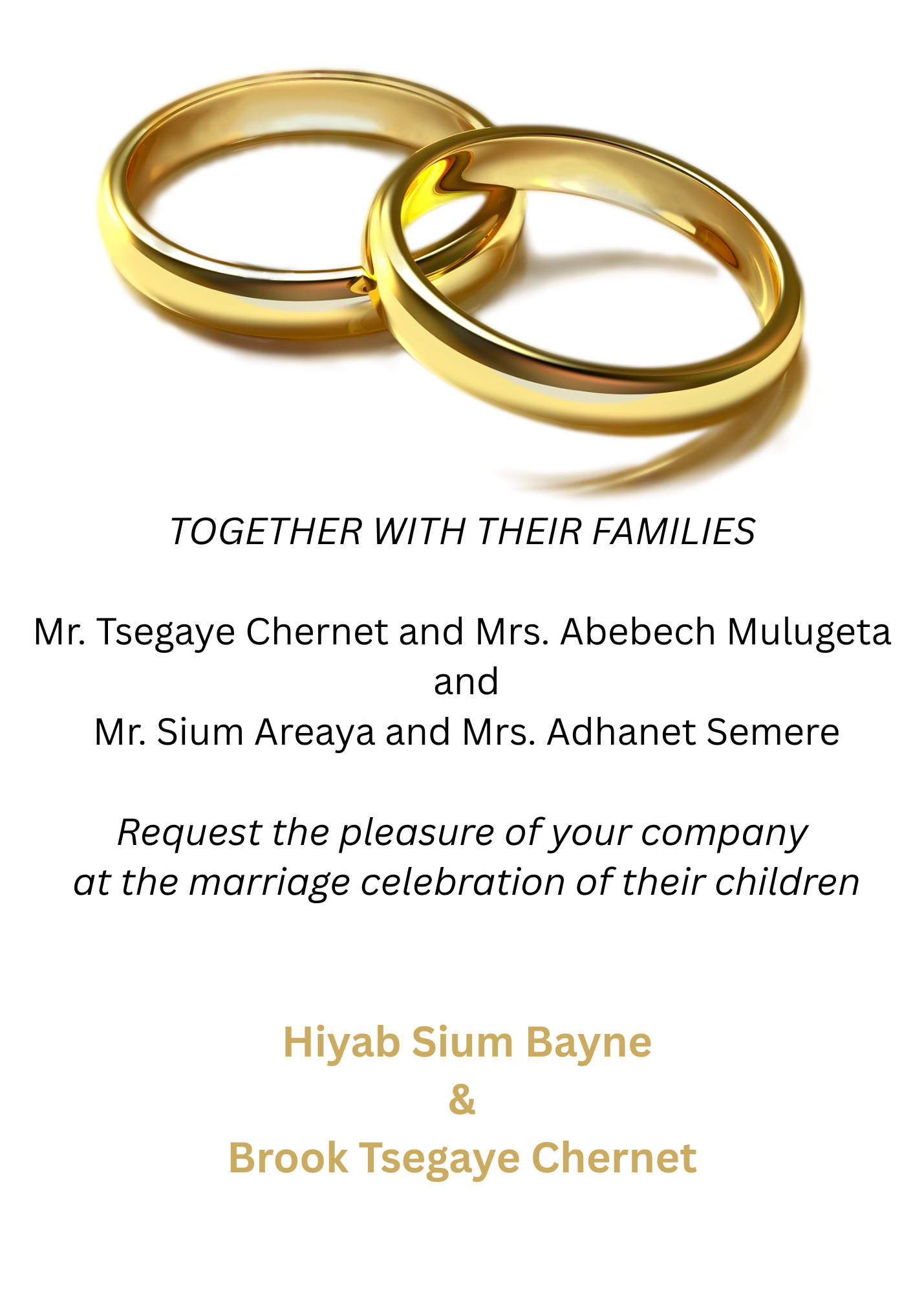 The Wedding Website of Hiyab Bayne and Brook Chernet