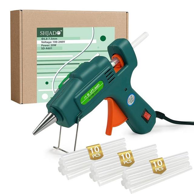 SHJADE Hot Glue Gun with 30 Glue Sticks, Fast Preheating Hot Melt Gun, Mini Glue Gun Kit for Kids DIY School Craft Projects and Quick Home Repairs, 20W Green