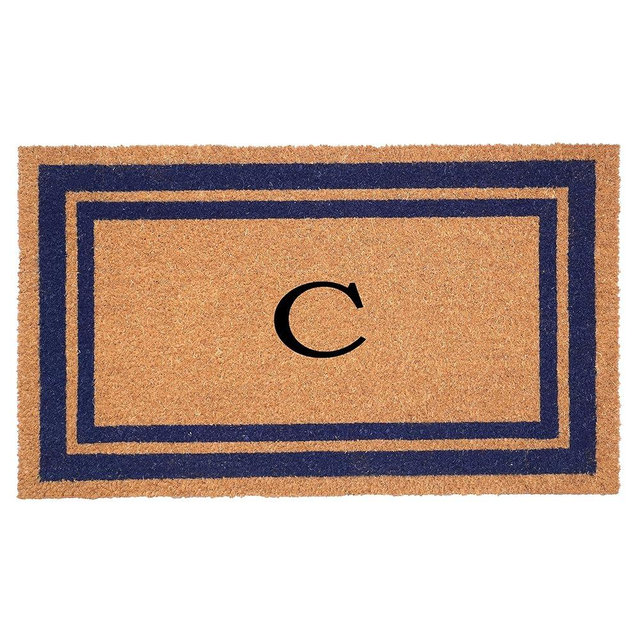Calloway Mills 153001830C Dark Blue Border 18" x 30" Monogram Doormat (Letter C)