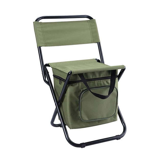 LEADALLWAY Foldable Camping Chair with Cooler Bag Compact Fishing Stool
