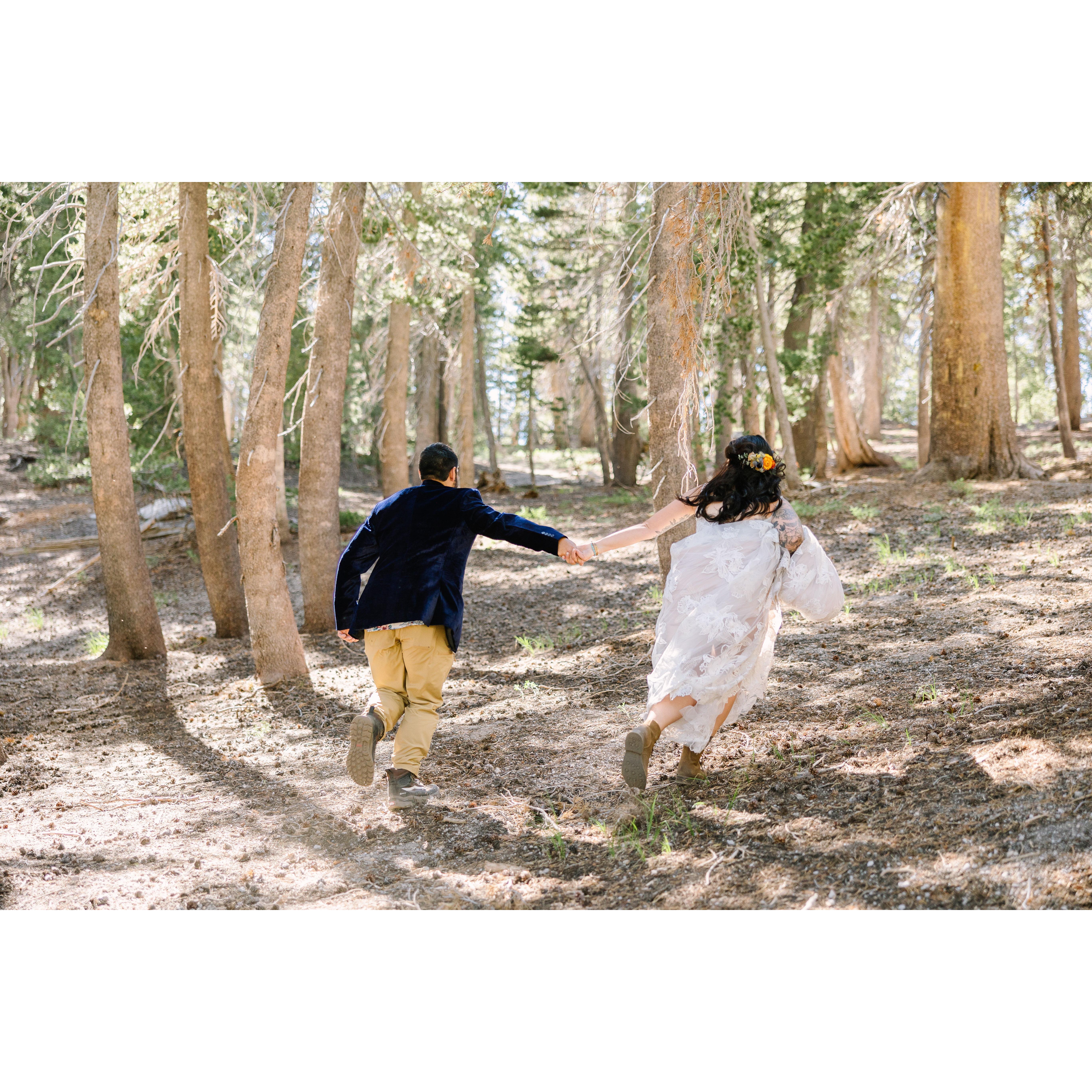 Frolicking, running, kickin rocks, whatever you wanna call it. 