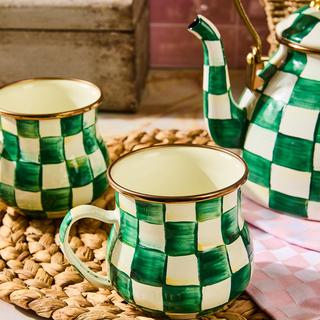 Emerald Check Enamel Mug