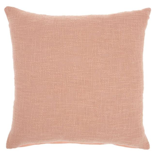 18"x18" Solid Woven Cotton Square Throw Pillow Pink - Mina Victory