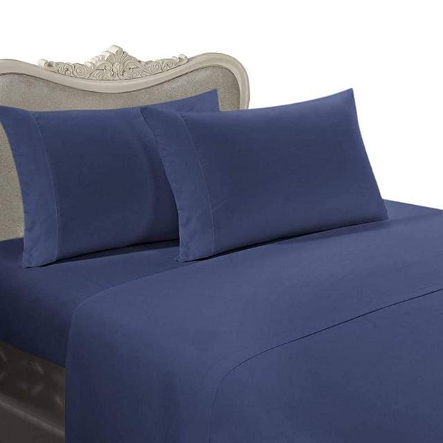 Italian 1200 Thread Count Egyptian Cotton Sheet Set DEEP Pocket, King, Navy Solid, Premium Italian Finish