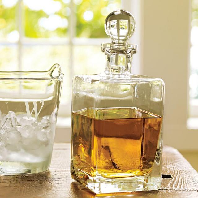 Square Hand-Blown Glass Decanter