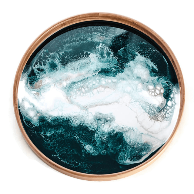 Bamboo Round Serving Tray - Emerald Jewel