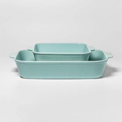 2pc Embossed Rectangular Bakeware Set Aqua - Threshold™