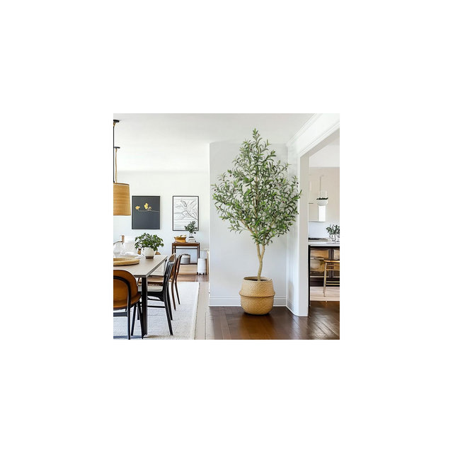 Garvee 7FT Tall Olive Trees Artificial Indoor, Olive Tree Plants, Faux Olive Tree with Realistic Trunk, Leaves, Fruits,flower pot for Home Decor-1PCS