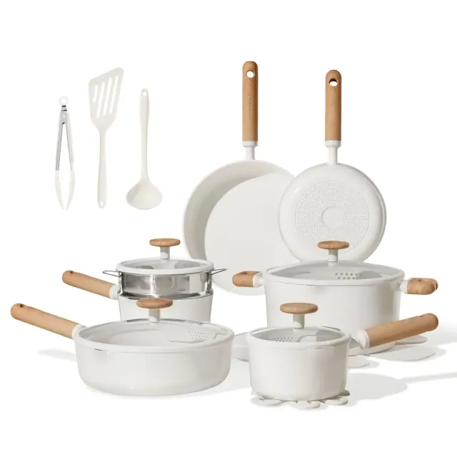 Carote 21pc Ceramic Nonstick Cookware Set Cream