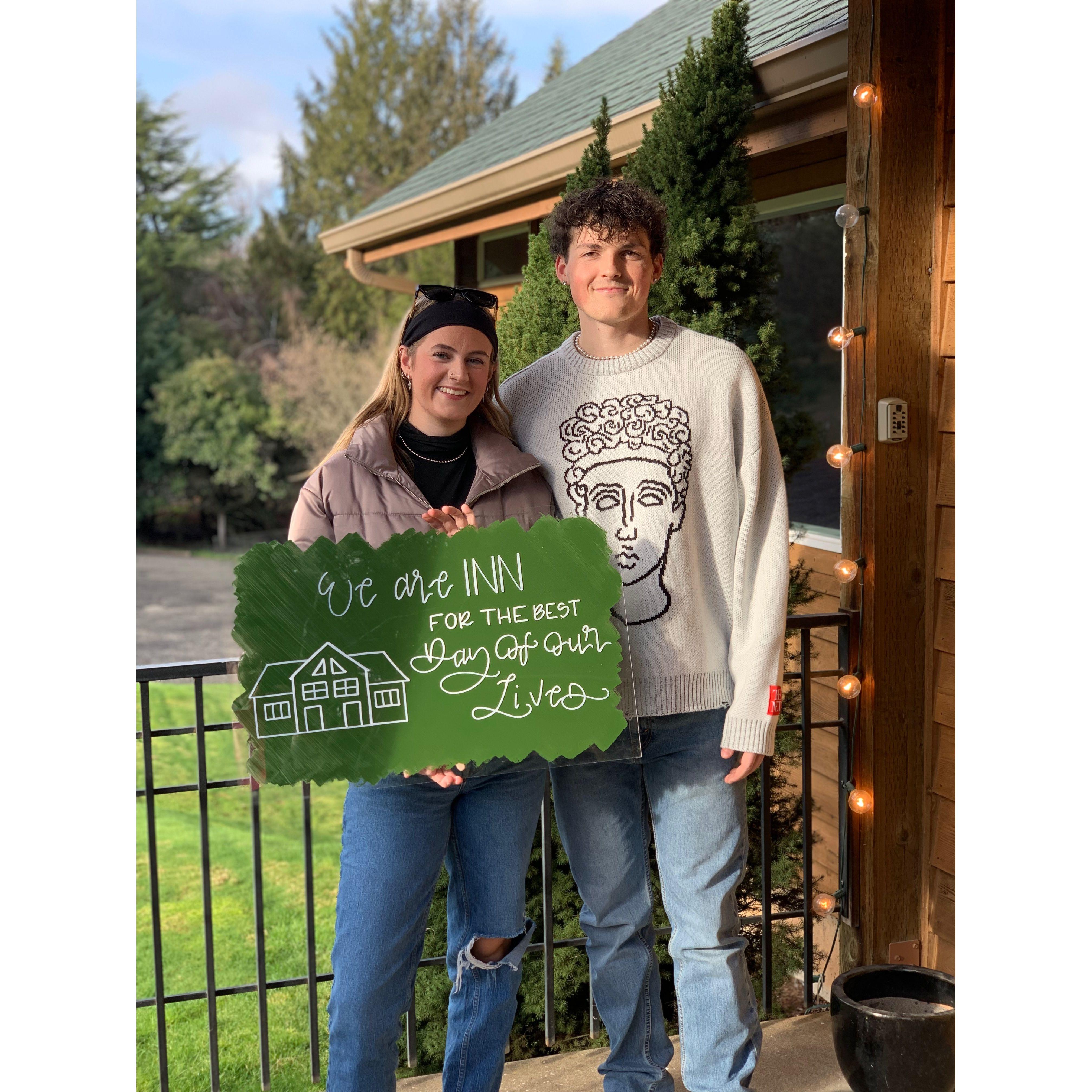 Mason and Alexis choosing their wedding venue