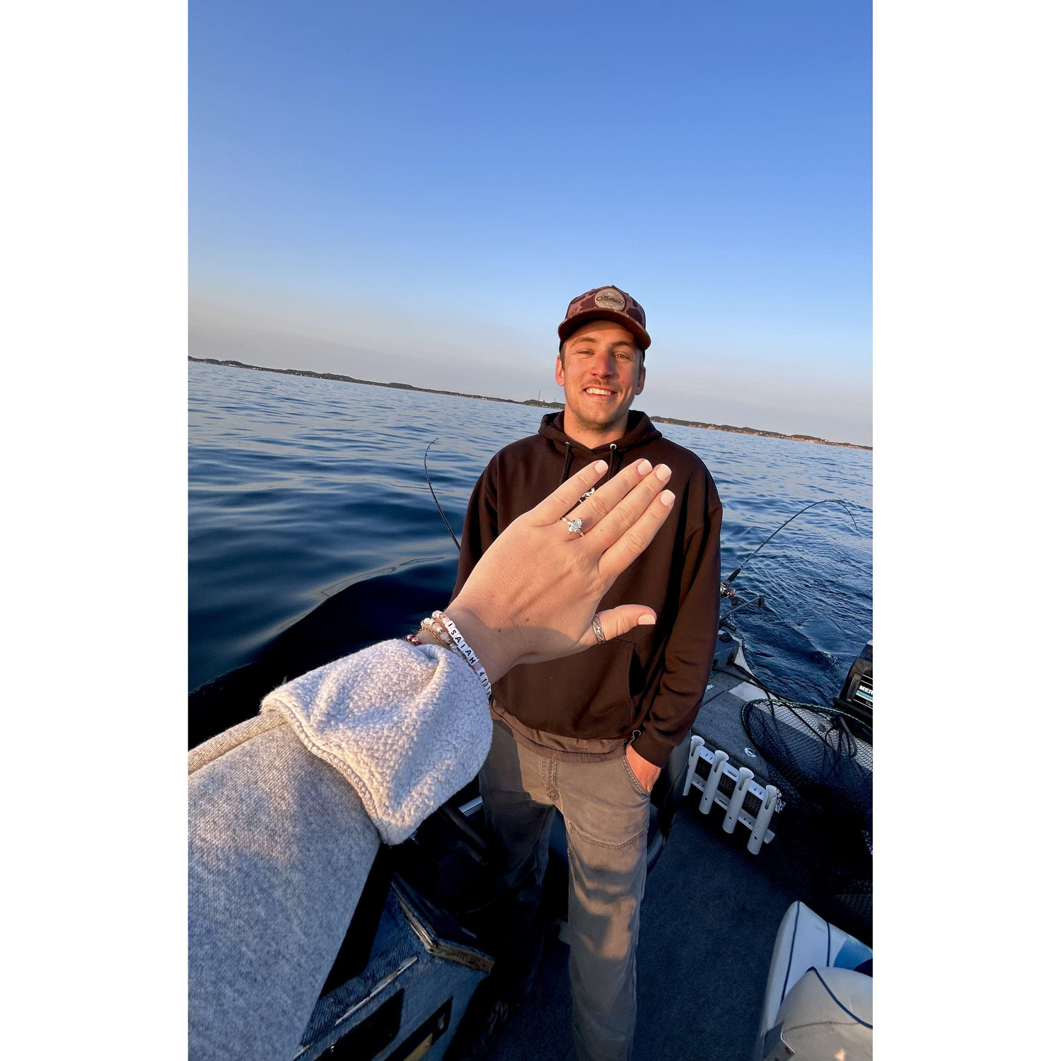 The night Josh proposed fishing on Lake Michigan!