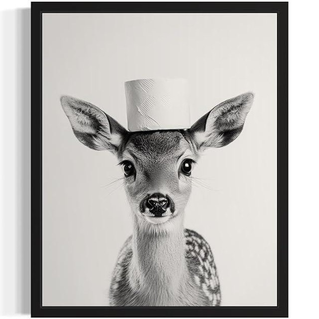 Deer Bathroom Wall Art Print Poster, Animal Restroom Decor Posters Prints Home Picture Painting Artwork Gallery 9 (Deer, 8 x 10 inches, Unframed)