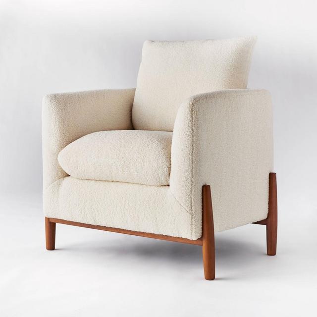 Elroy Sherpa Accent Chair with Wood Legs Cream - Threshold™ designed with Studio McGee