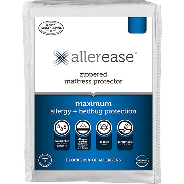 AllerEase Maximum Allergy and Bed Bug Waterproof Zippered Mattress Protector - Allergist Recommended to Prevent Collection of Dust Mites and Other Allergens, Vinyl Free & Hypoallergenic, King Sized