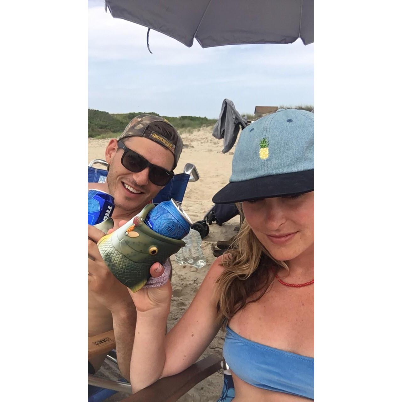 Bass coozies on Mansion Beach!