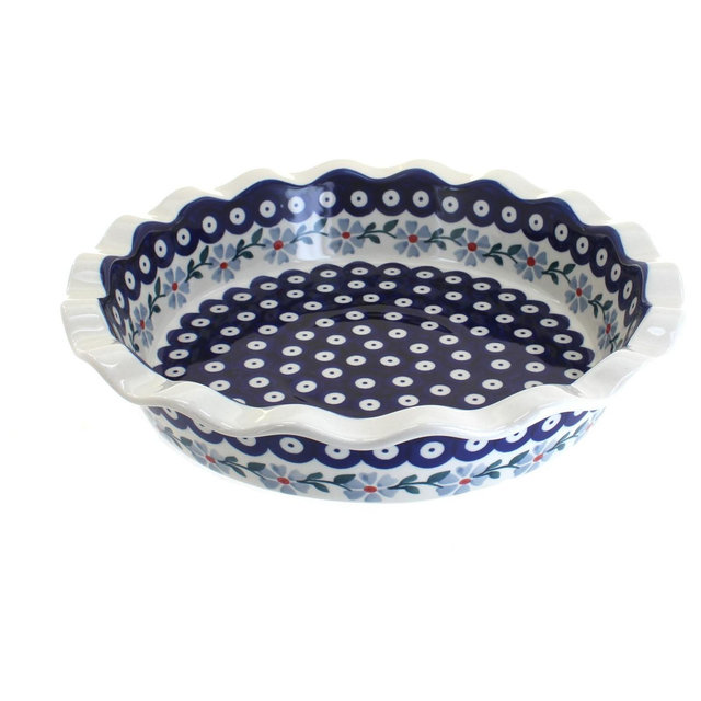 Blue Rose Polish Pottery Blue Violet Pie Plate