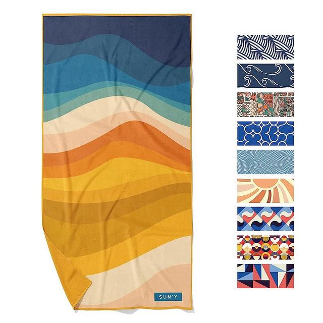 SUN'Y Beach Towel - Sand Free, Microfiber, Compact & Lightweight Travel, Quick Dry - Boho - Large (63”x31.5”)
