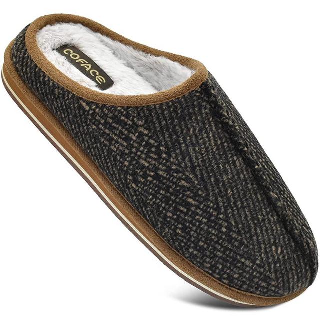 COFACE Mens Cozy Memory Foam Scuff Slippers Slip On Warm House Shoes Indoor/Outdoor with Best Arch Surpport Size 7-13