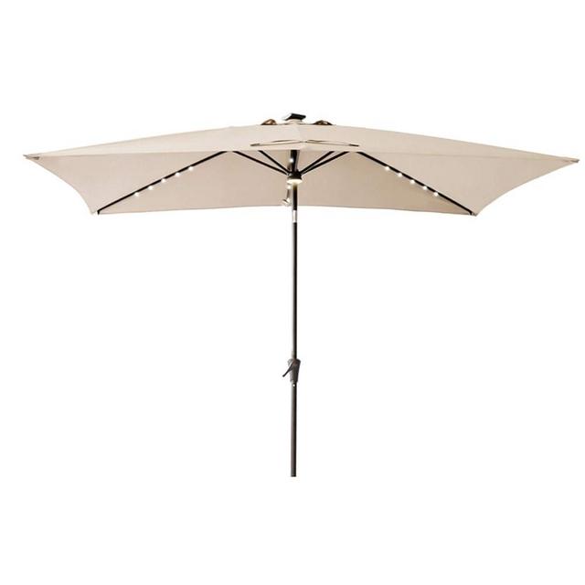 C-Hopetree Rectangular Outdoor Patio Market Umbrella with Solar LED Lights 6.5 x 10 ft