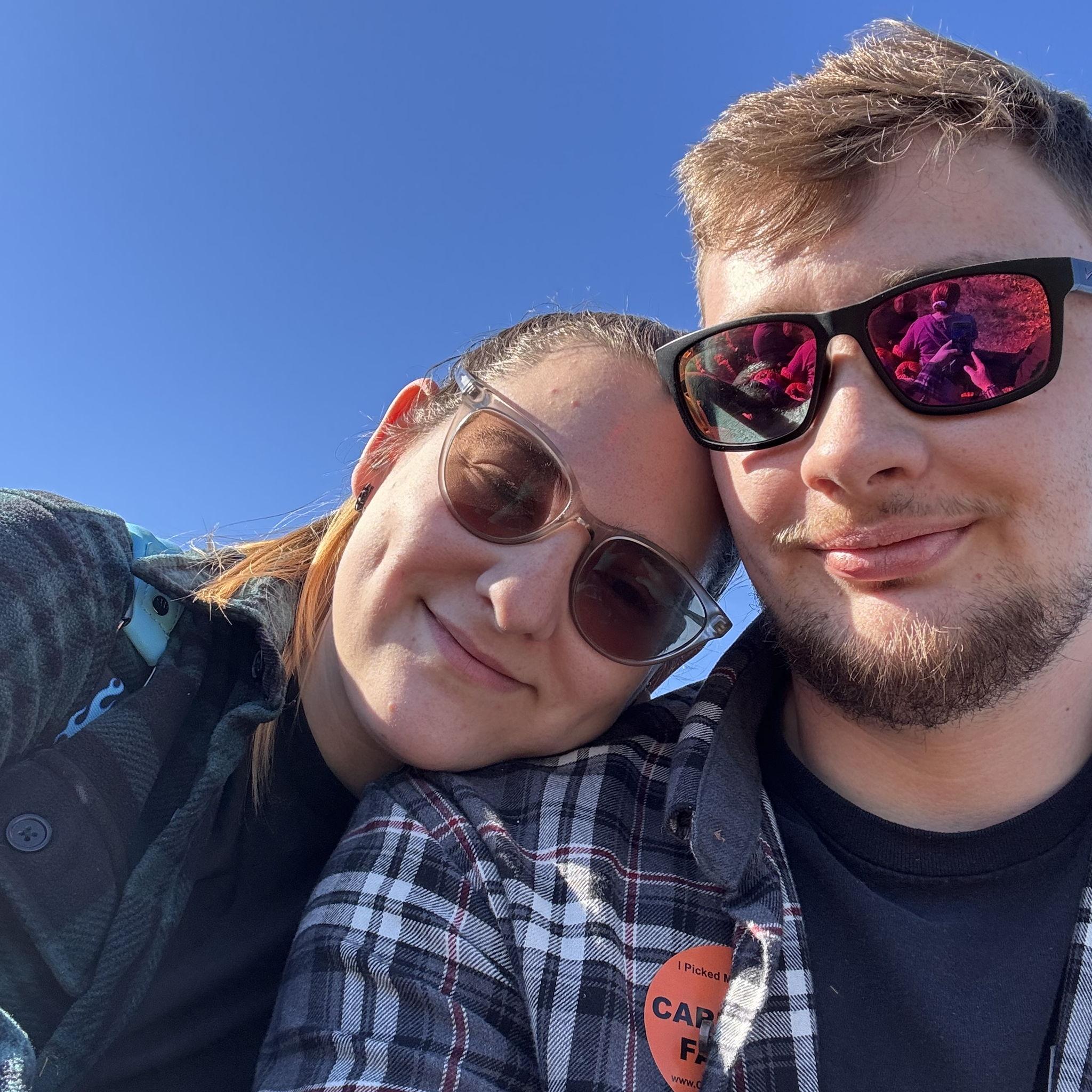 Us on the tractor going to the patch!