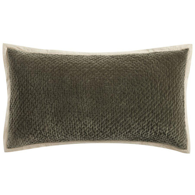 Cross Stitch Velvet Quilted Sham, Loden, King