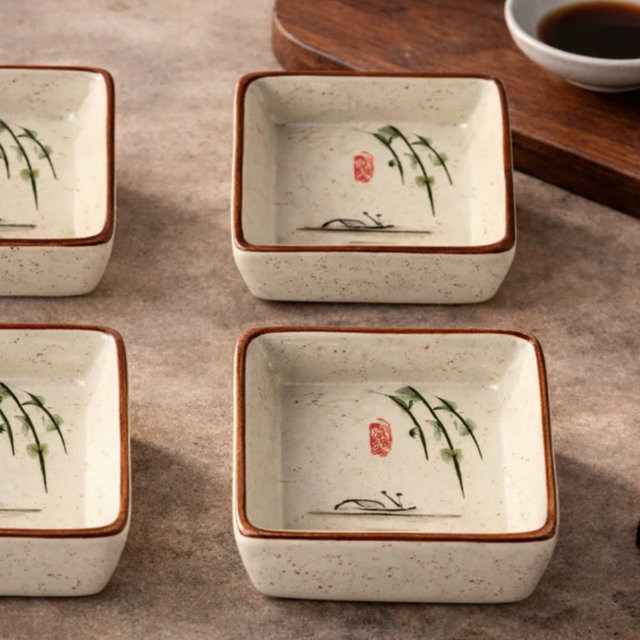 Japanese Ceramic Sauce Dish Set (4pcs) - Bamboo Garden Set