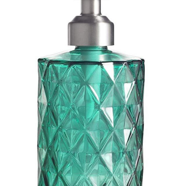 Easy-Tang Soap Dispenser for Kitchen, Bathroom - Refillable Wash Hand Liquid Clear Glass Bottle, Colored Jar with Stainless Steel Pump, Ideal for Dish Detergent, Essential Oil, Shampoo Lotion (Green)