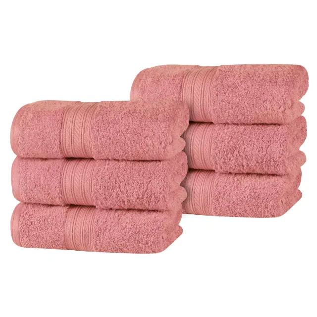 Cotton Plush Soft Highly-Absorbent Heavyweight Luxury Hand Towel Set of 6, Blush Pink - Blue Nile Mills