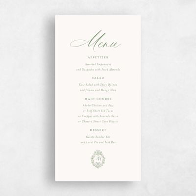 Bright Sage, Green Wedding Menu - Lockwood