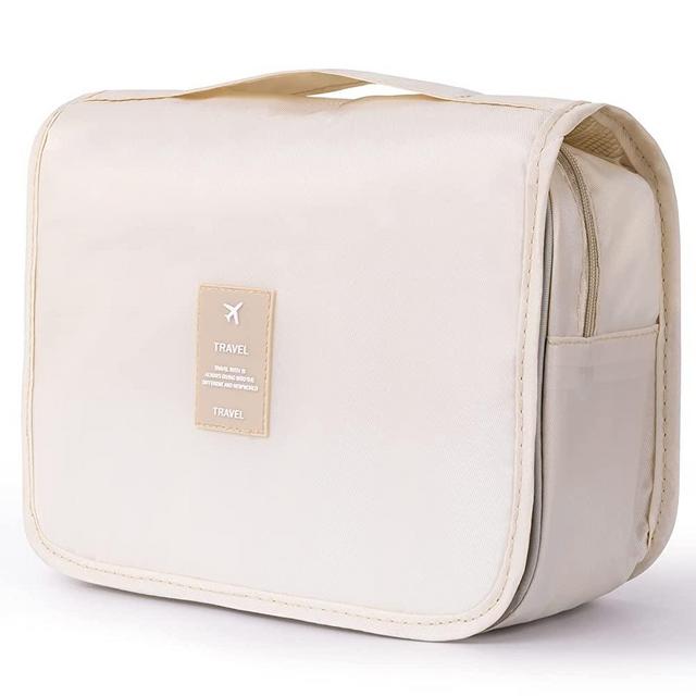 Hanging Toiletry Bag for Women, Travel Size Toiletries bags with Hook, Travel Makeup Bag Travel Toiletry Bag for Cosmetic Storage Organizer Bag Beige
