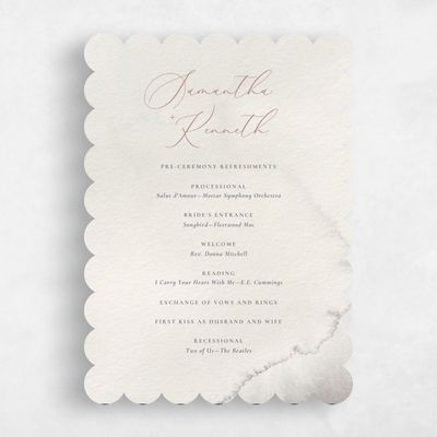Beige Scalloped Wedding Program - Elting