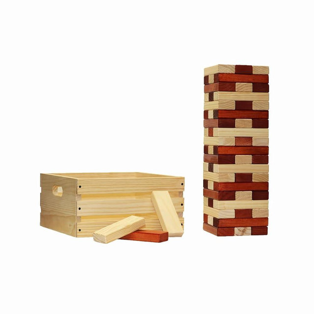 Tailgating Pros Premium Giant Toppling Timbers with Natural Wooden Crate – Jumbo Outdoor Yard Game, Tower Grows to Over 5 Feet – Optional Tipsy Stickers Available!