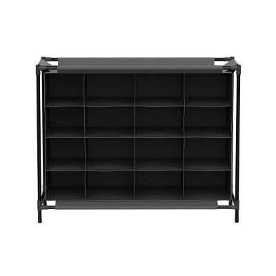 Hastings Home 16-Pair Cubby Shoe Storage Rack - 33" x 14", Black