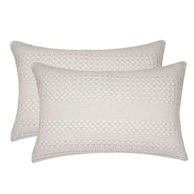 PHF 100% Cotton Waffle Pillowcases King Size, 2 Pack Soft Breathable Skin-Friendly Pillow Sham, Decorative Waffle Weave Pillow Case Covers, 20" X 36", No Filling, Linen/Light Khaki