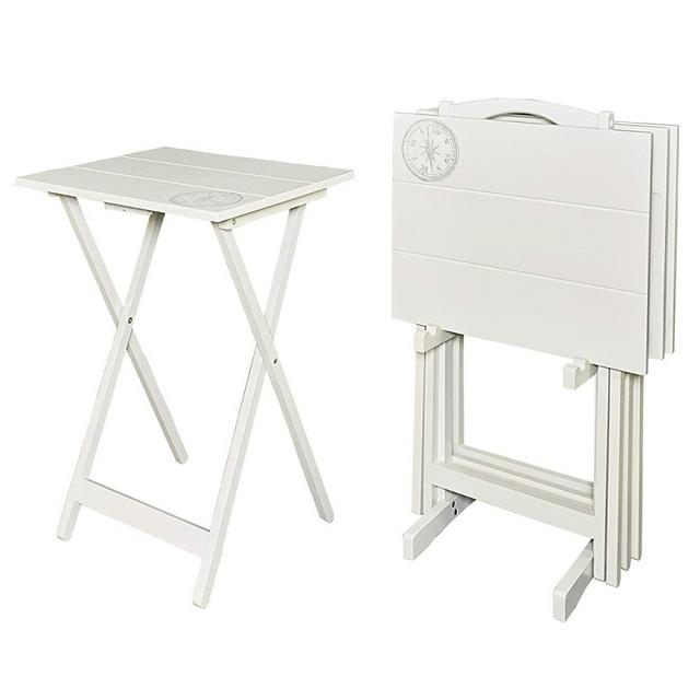 Linon Home Décor Atlas Compass Set Tray Table, Gray