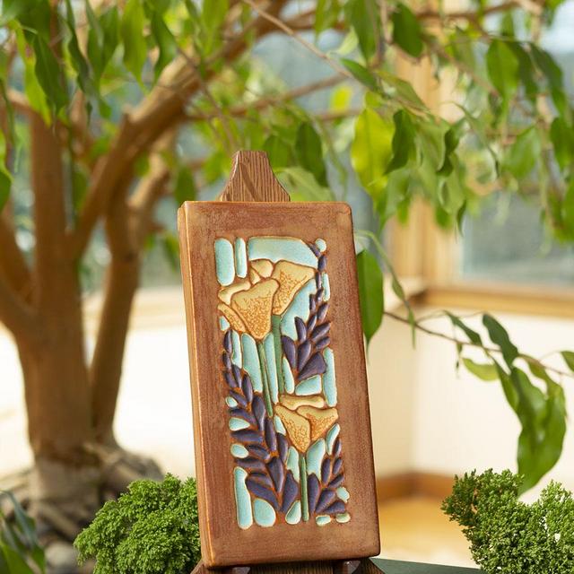 California Blooming Ceramic Pottery Tile - in Pumpkin