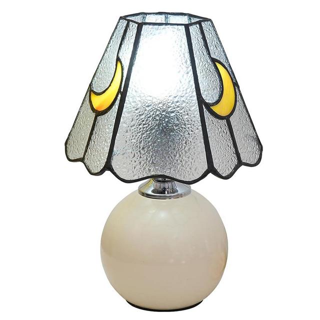 KIPHEPI Mushroom Lamp Stained Glass Lamp Moon lamp Bedside Table Lamp Night Lamps Tiffany lamp Cute Small Nightstand Desk lamp for Home Decor Study Living Bedroom Gift, Included E26 Bulb (W-1066)
