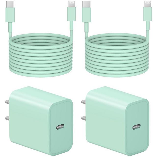 10 Ft iPhone Fast Charger, 2-Pack 20W Super Fast Charger with Long Fast Charging Cable for iPhone 14/13/12/11 Pro Max,14 Plus,Mini,Pro/XS/SE/XR/iPad - Green