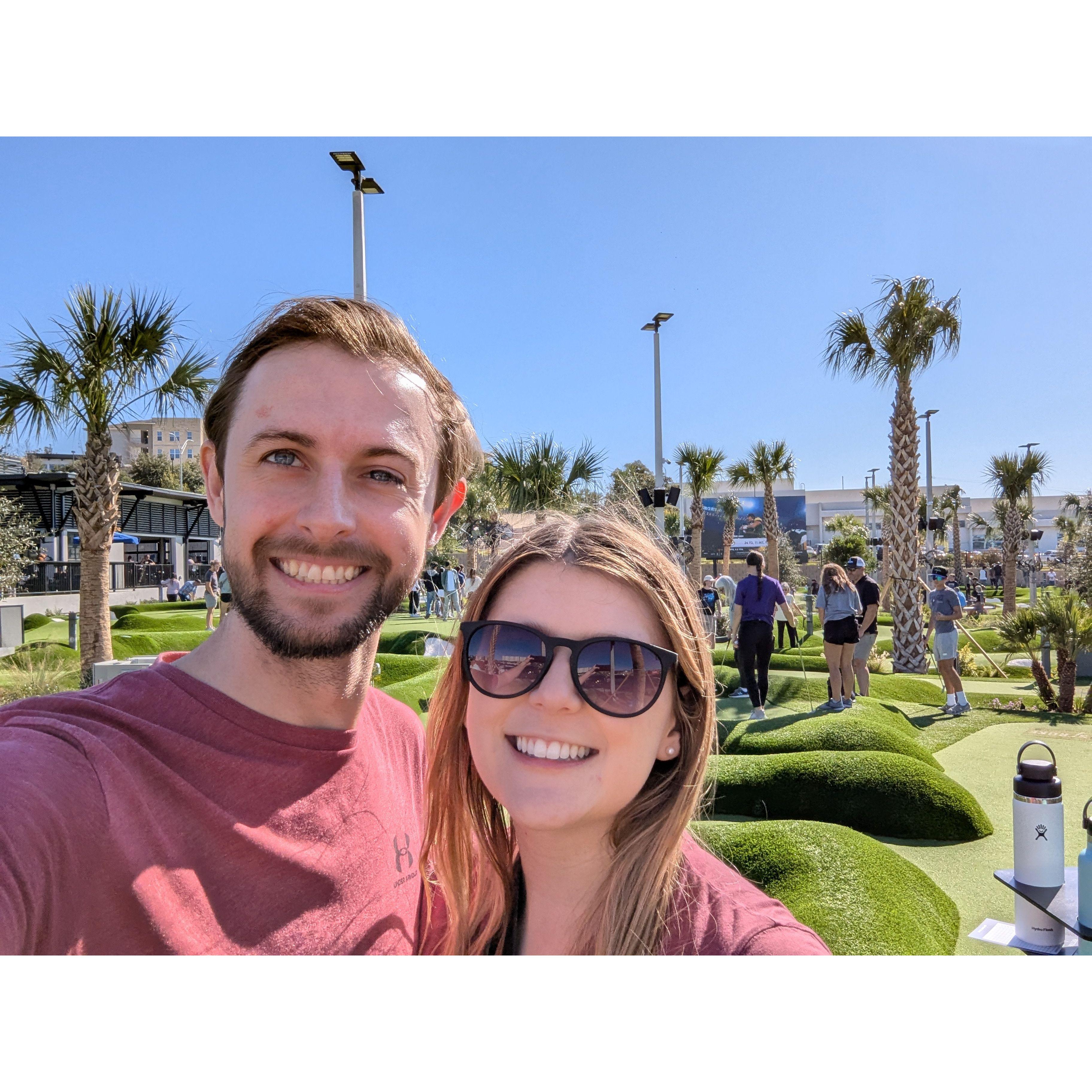 Playing mini golf on a beautiful 70 degree December day in San Antonio