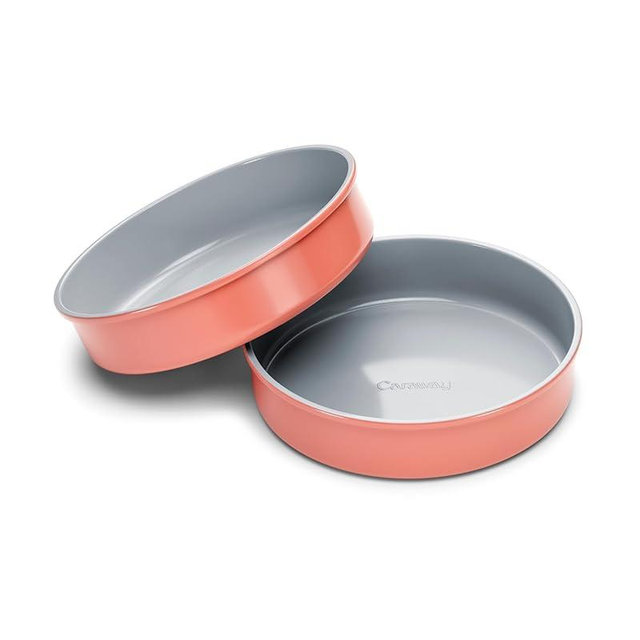 Caraway Non-Stick Ceramic 9” Circle Pans - Naturally Slick Ceramic Coating - Non-Toxic, PTFE & PFOA Free - Perfect for Birthday Cakes, Tartes, & More - Perracotta