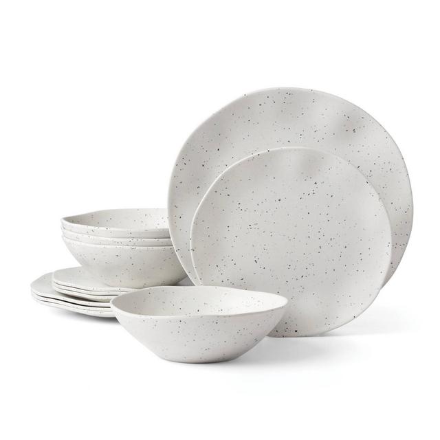 Oneida 12pc Melamine Dinnerware Set Terrazzo Cream