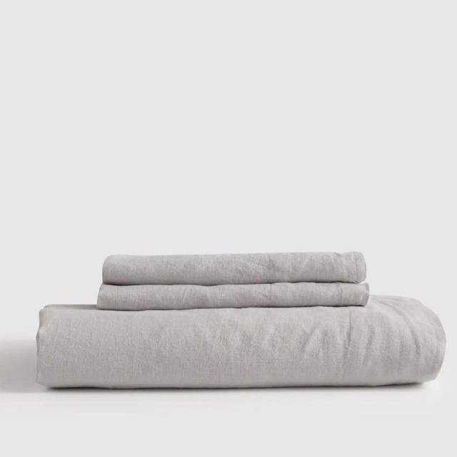 European Linen Fitted Sheet Set Color Sand - King