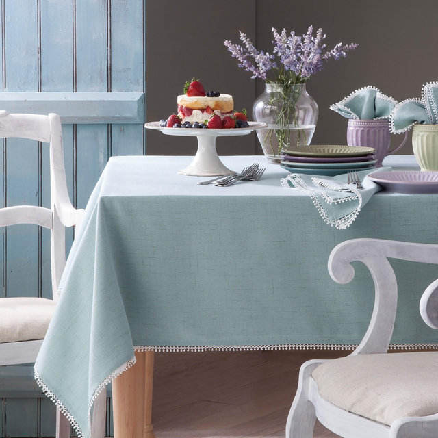 Lenox French Perle Solid Tablecloth - Ice Blue - 60x102 - Lenox
