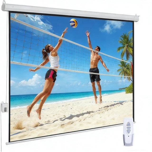 Motorized Projector Screen 16:9 Electric Pull Down 4K HD Portable Projection Screen 50/60/72/84in W/Remote Control, Wall Mounted Auto-Locking Movie Screen for Home Theater Office(50in)