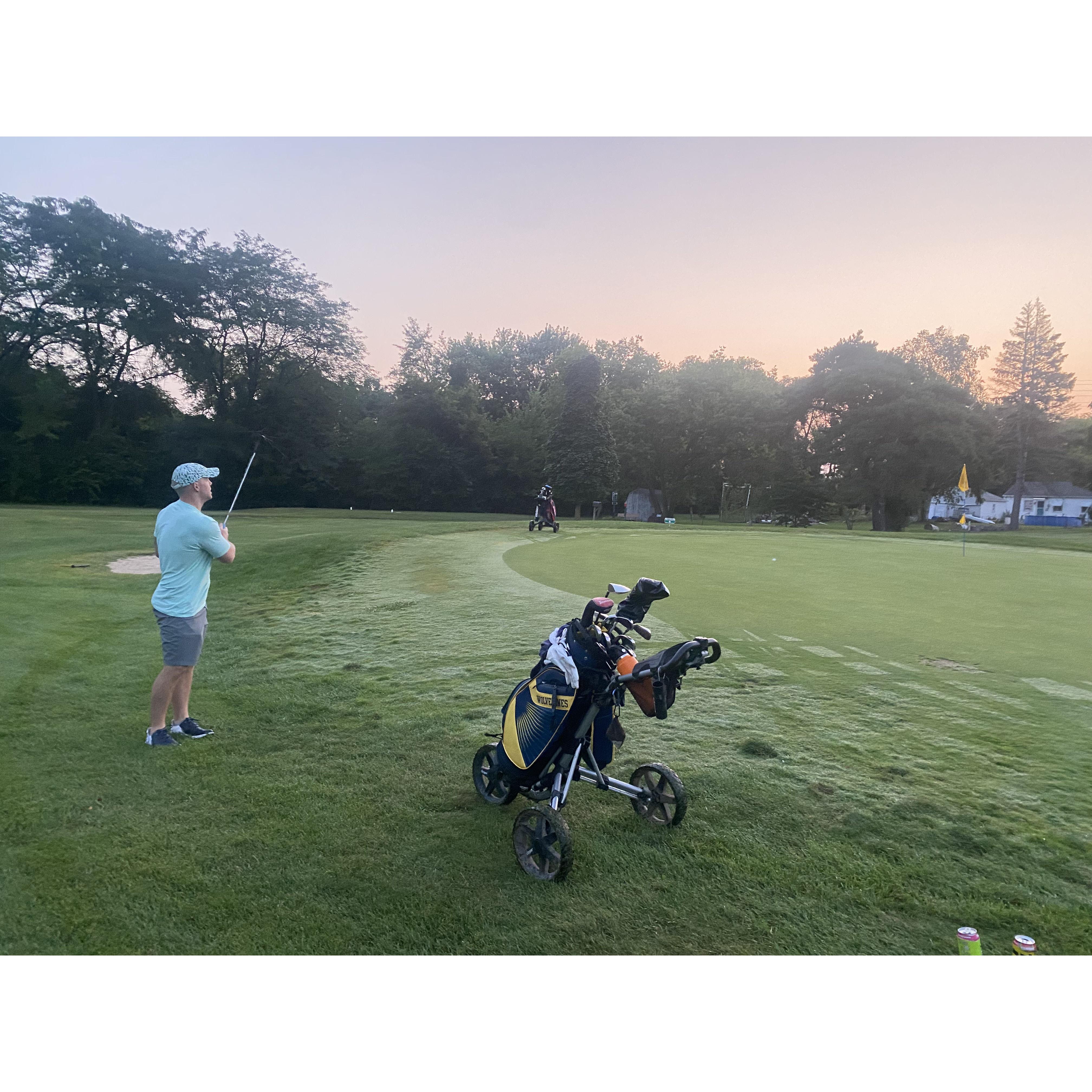Early morning golf sessions while in Sandusky