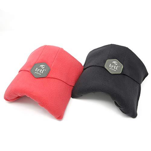 trtl Pillow (Bundle of 2) - Scientifically Proven Super Soft Neck Support Travel Pillows - Machine Washable (Grey & Coral)